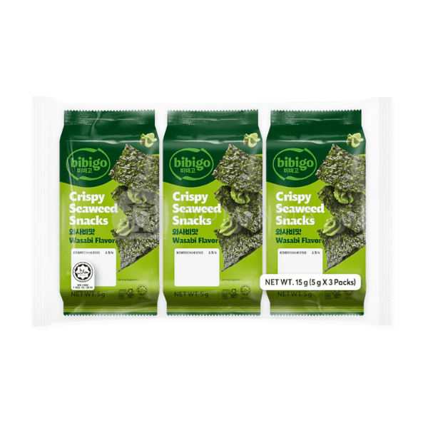 Snack rong biển ăn liền vị wasabi BIBIGO 5g x 3 gói